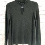 American Eagle Outfitters Dark Green Long Sleeve Keyhole Shirt Photo 0