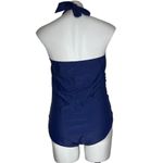 YONIQUE One Piece Blue Swimsuit Halter Tie Removable Soft Cups Plus Size 18W NEW Photo 1