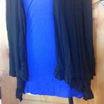 Anthropologie Anthro ELLA MOSS Blk Ruffled Hem Open Jacket EUC L Photo 3
