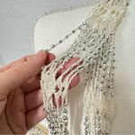 Boho Crochet Cream & Silver Necklace Extra Long Layering Photo 2