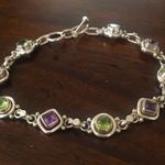 Amethyst Vintage Peridot Sterling Silver Link Bracelet Photo 2