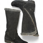 Aquatalia  Women’s Black Suede faux Fur Lined Tall Boots Size 40 Waterproof Italy Photo 0