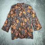 Free People  Kimono Women Small Black Orange Floral Topper Flower Hippie Bohemian Photo 2