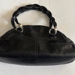 Alfani  BLACK LEATHER SHOULDER BAG DOMED SHAPE BRAIDED HANDLES SILVER ACCENTS Photo 0