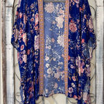Knox Rose Blue Floral Kimono With Tassels size XS/S Photo 0