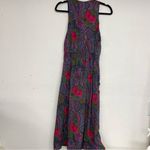 Vintage 1990s Bright Green & Pink Floral Sleeveless Deep V Neck Midi Dress Xs Photo 8