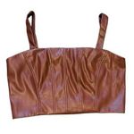 Jason Wu  NWT Brown Faux Leather Crop Top Size Small Photo 0