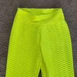 Women’s Leggings/High Waisted Yoga Pants Textured Neon Yellow Fabric Size S NEW Photo 2