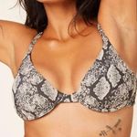 ANDIE  Swim The Sicily Snakeskin Bikini Top Black Cream Size Small Snake Print Photo 0