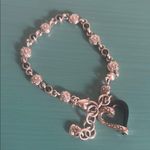 Brighton Vintage Awakened Hearts Black Enamel Crystal Heart Charm Bracelet Photo 3