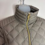 Michael Kors MICHAEL  Packable Puffer Jacket zip up taupe grey gold size small Photo 2