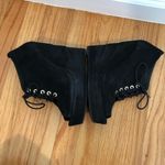 Diane Von Furstenberg  Payton Black Wedge Boots Peep Toe Lace Up Black Su… Photo 4