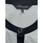 Ming Wang  Women's Shirt Size XL Black White  Stripe Ruched Sleeve Office Career Photo 2