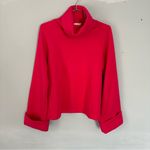 En Elly Thomas Turtleneck Sweatshirt Bell Sleeves Small Raspberry Pink Photo 2