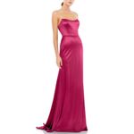 Mac Duggal 12428 Charmeuse Rhinestone Strap Trumpet Gown in Hot Pink Size 4 NWT Photo 4