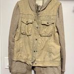 Free People Terrycloth Utility Hooded Jacket Layered Twill Olive Green - M Photo 0