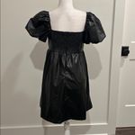 TCEC  Black leather mini dress with bubble sleeves Sz M Photo 1