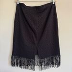 W By Worth  Midnight Navy Blue Eyelet Fringe Skirt Dressy‎ Office City Size 12 Photo 3