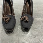 Ralph Lauren Caryl Gray Wool Flannel Pumps with Brown Suede Trim & Tassels Sz 10 Photo 3