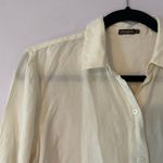 J. McLaughlin  Cream Button Down Shirt 100% Silk Minimalist Women's size Small Photo 2