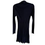Ellen Tracy Womens Navy Blue Pleated Turtleneck Long Sleeve Dress Large Photo 3