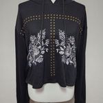 Adam Levine Collection black embroidered cropped french terry hoodie size xl Photo 0