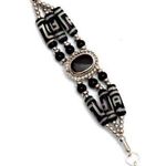 Buffalo Bone Bracelet Beaded Agate Stone Tribal Native American Bracelet Black Photo 0