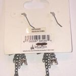Disney Aged Silver Tone Blue CZ Hearts Eiffel Tower  Parks Earrings Photo 3