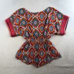 Anthropologie Free People Tricia Fix M Medium Tunic Top Ikat Print Short Sleeve Boho Fairy Photo 2