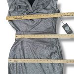 Vince Camuto Vince‎ Camuto Metallic Shimmer Drape Neck Sleeveless Sheath Dress Silver 2 Photo 11