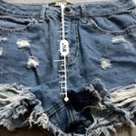 REWASH  Medium Wash Mid Rise Heavily Distressed Raw Hem Denim Short Shorts Size 7 Photo 5