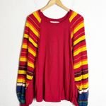 Free People We The  Rainbow Dreams Top Size Small Oversized Striped Knit Boho Photo 2