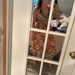 Angie  Burnt Orange Halter Jumpsuit Hawaiian Tropical One‎ Piece Ruffle Small Photo 8