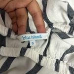 Blue Island White Striped High Waist Strapless Sleeveless Slit Front Wide Leg Jumpsuit Sz S Photo 6