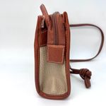 Vintage Cream Brown Faux Leather Crossbody Bag 80s Zip Purse Photo 5