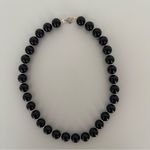 Anthropologie  Vintage Round Beaded Short Necklace Black and Gold 17"l Photo 1