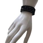 Vintage Faceted Black Gold 3 Beaded Strand Bracelet Unbranded Luxury Sz 7” Photo 0