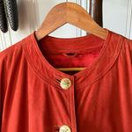Vintage Crimson Rust Red Suede Leather Bomber Jacket Size L Photo 2