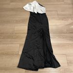 Mac Duggal Ieena for  One Shoulder Drape Colorblock Gown Black White Size 4 Photo 1