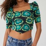 Free People  Give Me More Square Neck Puff Sleeve Crisscross Back Crop Top Small Photo 3
