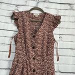 Monteau Y2K Burgundy Ditsy Floral Button Front Mini Dress Women’s Large Ruffle Photo 4