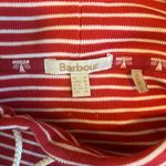Barbour  Women’s Red and White Striped Mock Neck Pullover Sweater Size 10 Photo 1