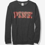 PINK - Victoria's Secret  Lounge Dark Gray & Plaid Crewneck Sweatshirt Size M Photo 0