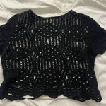 Chic Black Crochet Short Sleeve Top Photo 0
