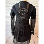 Free People  Dress Boho LBD size 2 Tunic Whimsygoth Black Long Sleeve Cut Out Photo 3