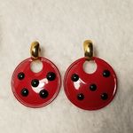 Vintage Red & Black Dot Earrings Red Photo 1