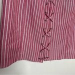 WAYF  Corset Red Striped Puff‎ Sleeve Off Shoulder Mini Dress Photo 8