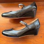 Mona Flying Women's Leather Closed Toe Mary Jane Wedge Pumps Round Toe Shoes 9 Black Photo 0
