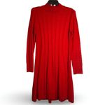 Jessica Howard  Cable Knit Sweater Dress Womens L Red Mock Neck Fit & Flare NWT Photo 1