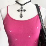 Ann Taylor Y2K Pink Embroidered Tank Top, Fairy, Coquette, Boho, Festival, Vintage,‎ Large Photo 1